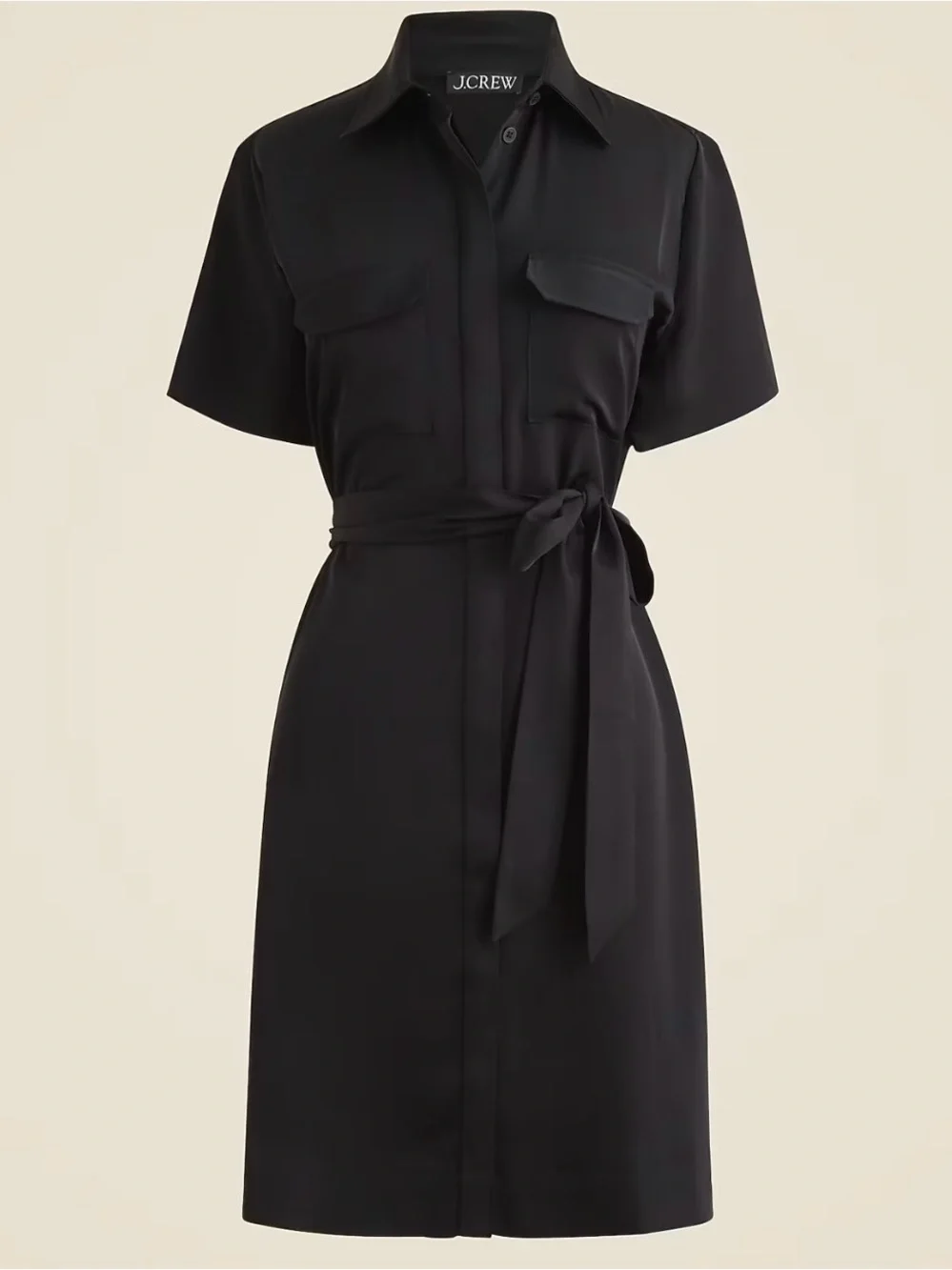 J. Crew Black Mini Satin Short-Dress Sz 8 NWOT
